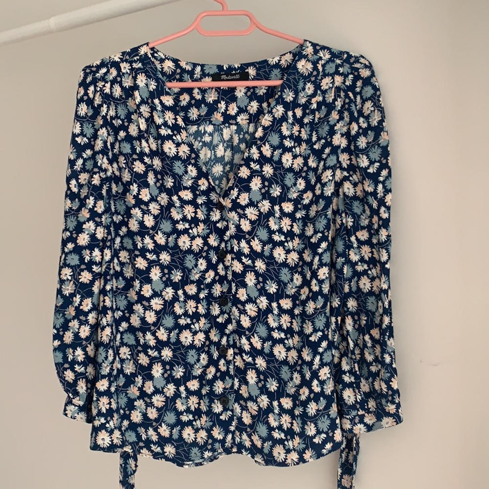 Madewell tie sleeve button down top French floral - Picture 5 of 8